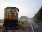 UP 3913 parked on a transflo siding near Arcade after a rainstorm